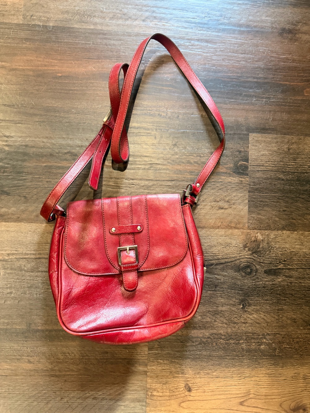 Vintage Red Leather Crossbody Bag Etienne Aigner